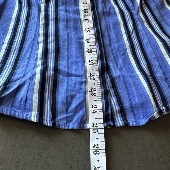 Y2K Women's Blue Green Striped Button Down Shirt Preppy Office Long Sleeve Sz 8 - Picture 10 of 10